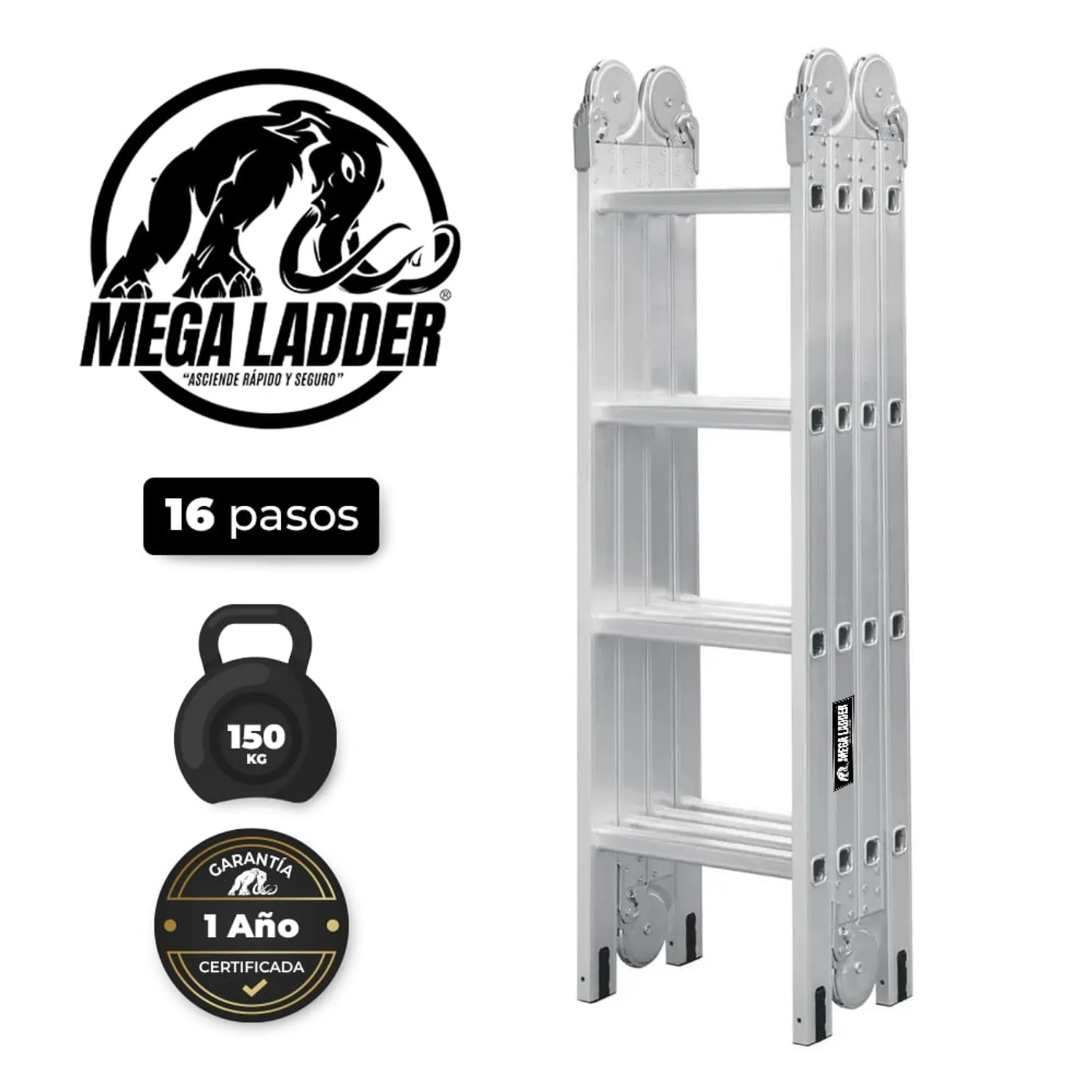 escalera articulada en aluminio 12 pasos cap carga 150kg mega ladder (copia) escalera articulada en aluminio 12 pasos cap carga 150kg mega ladder (copia)